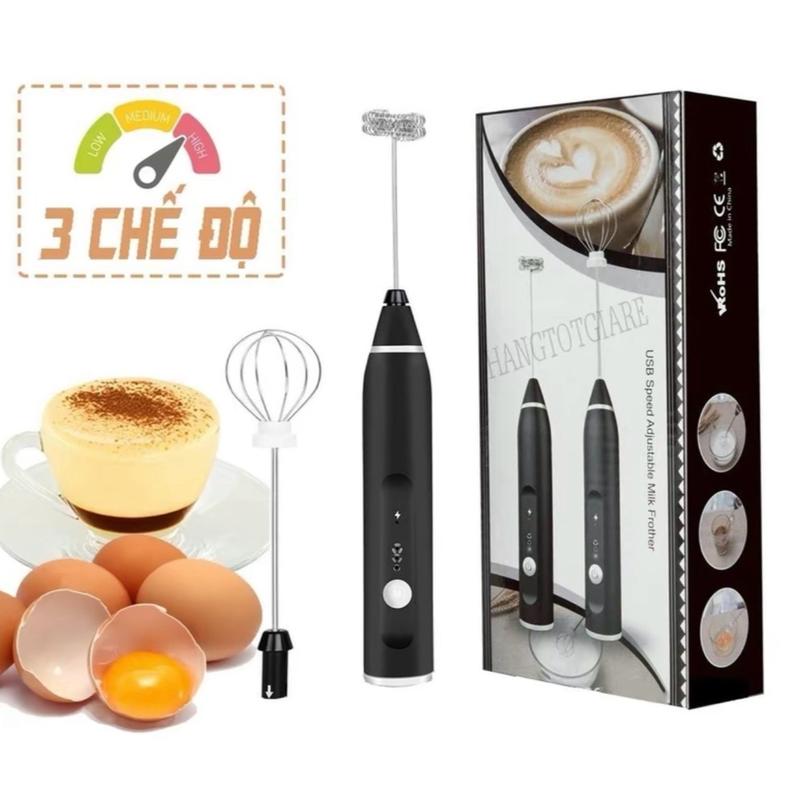 Máy Tạo Bọt Trứng Bọt Cafe 3 Tốc Độ Tuỳ Chọn Nhỏ Gọn Tiện Lợi Máy Đánh Bọt may danh Máy Đánh Trứng Đánh Trứng