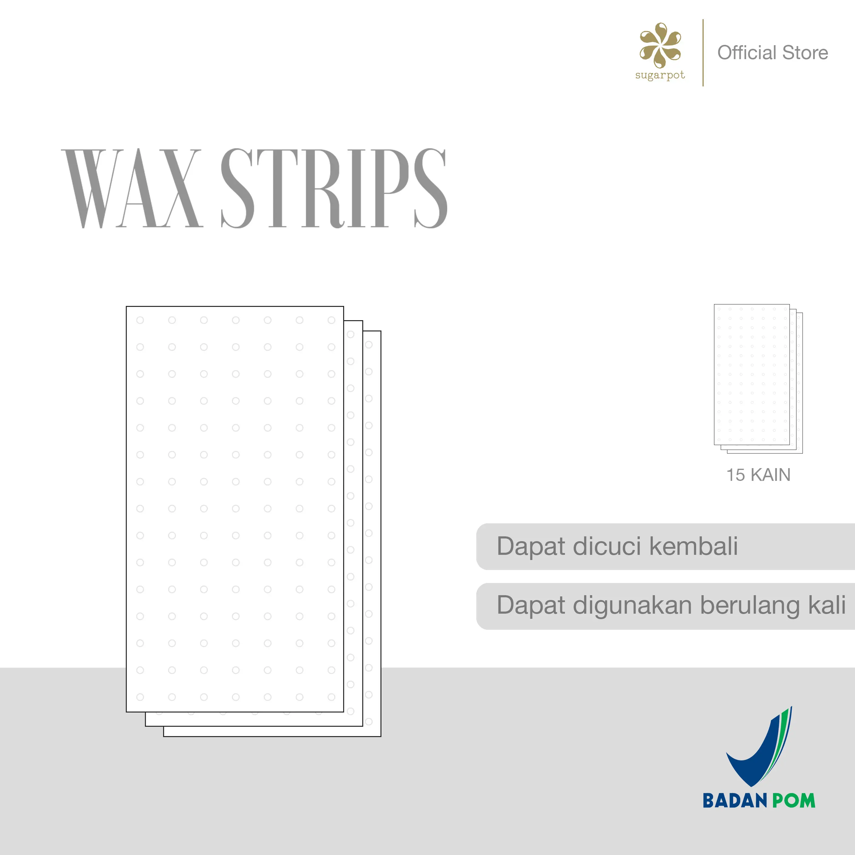 Sugarpot Wax Strips 15 Lembar / Kain Strip / Kertas Wax Waxing