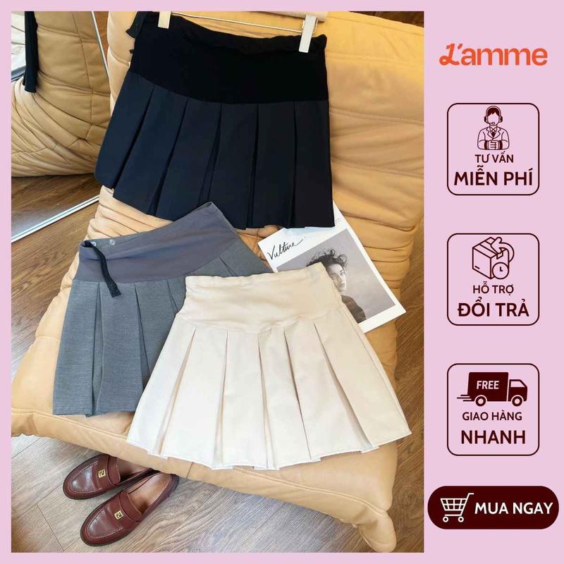 Chân váy bầu chân váy xếp ly TENNIS chất liệu cao cấp, kiểu dáng trẻ trung, năng động có đáp bụng và chun điều chỉnh tiện lợi Lamme BE HAPPY . BE MOMMY Đầm Bầu