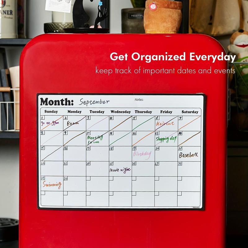 Magnetic Monthly Calendar, 1 Count Refrigerator Planner  Dry Erase Board, Planning Board for Kitchen Office School Refrigerator 9