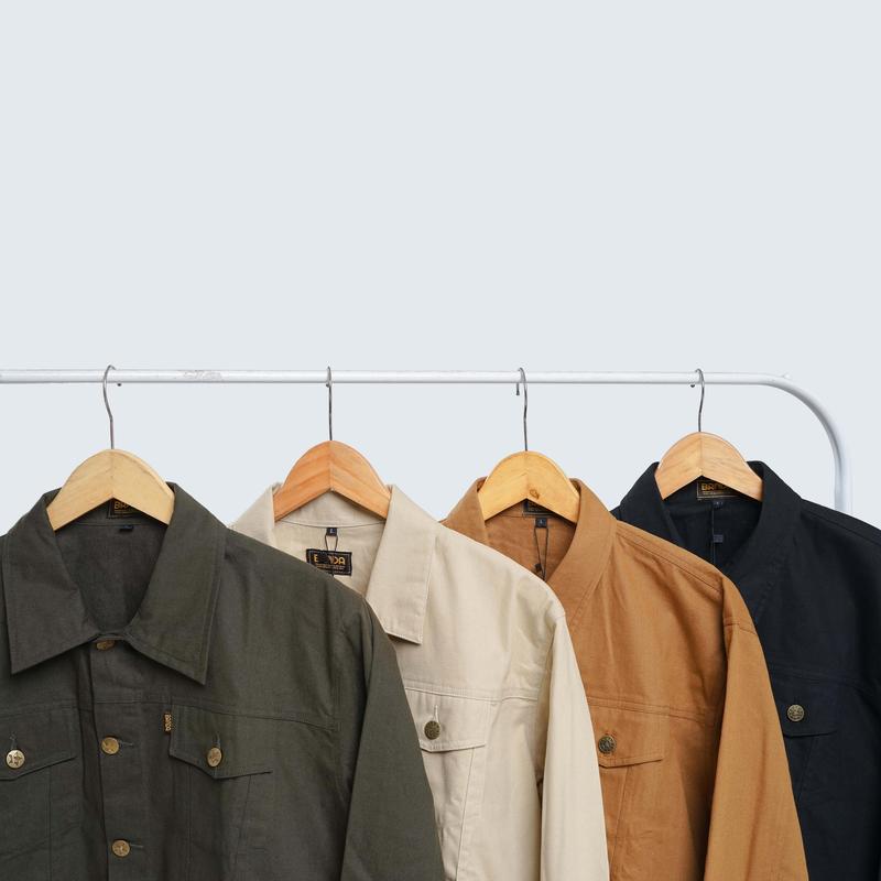 Brada Jaket Trucker Kanvas Pria - Caramel 8