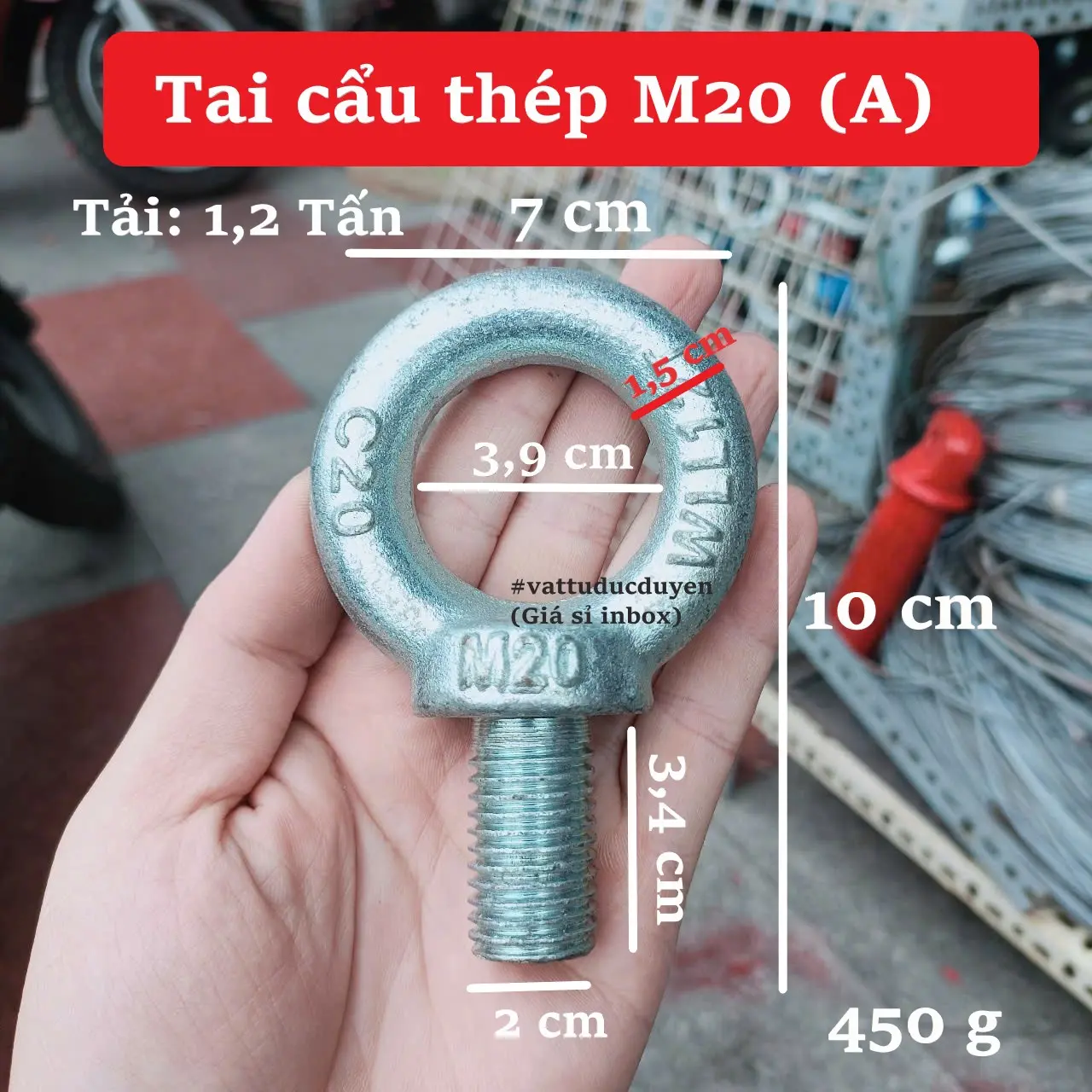 Tai cẩu thép, bulong tròn [ Ø 20mm ]