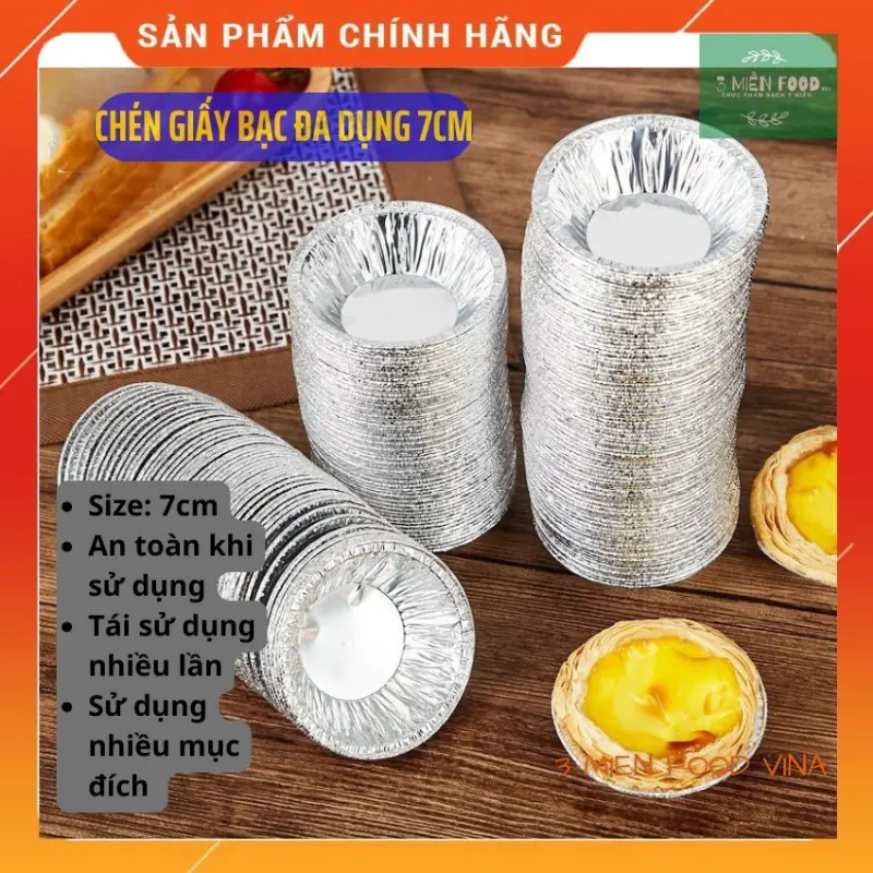 Set 250 Chén giấy bạc,bát bạc nướng thực phẩm, nướng bánh, nướng hàu dùng lót nồi chiên không dầu dày 0.2mm tiện lợi-3mi