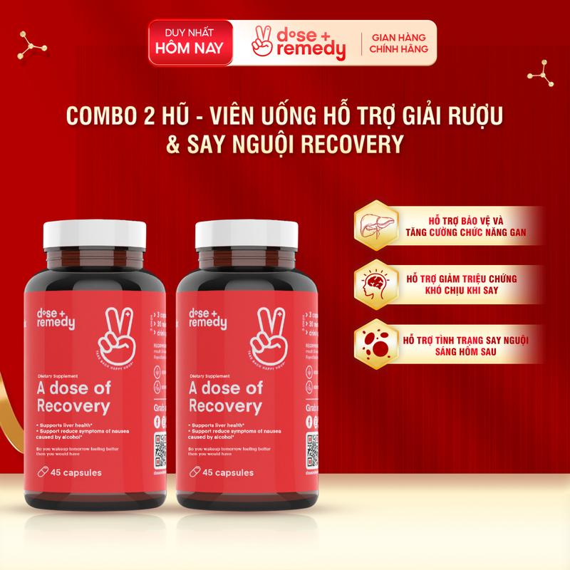 [MUA 2 TIẾT KIỆM] Combo 2x Hũ -Viên Hỗ trợ Say nguội RECOVERY - Hỗ trợ giải rượu bia, hỗ trợ chuyển hóa và đào thải đồ uống có cồn nhanh hơn - sáng tỉnh táo, hỗ trợ bảo vệ gan và giảm triệu chứng ửng đỏ, chóng mặt, buồn nôn cho người lớn 18 tuổi trở lên 0
