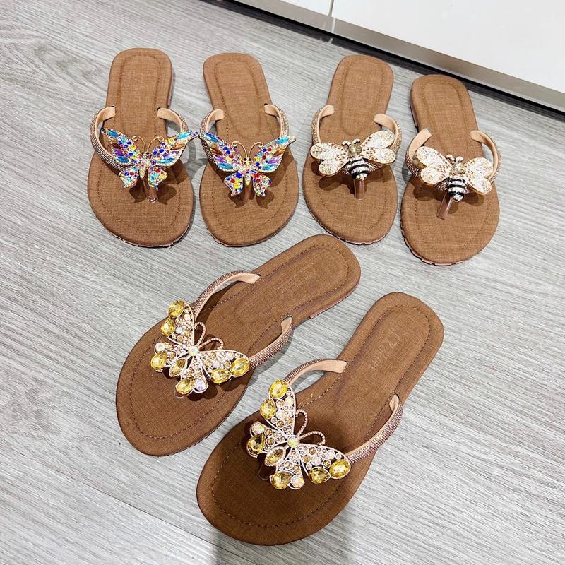 Dép kẹp charm đá xinh lót mềm đế chống trơn DéP Nữ Shoes GiàY