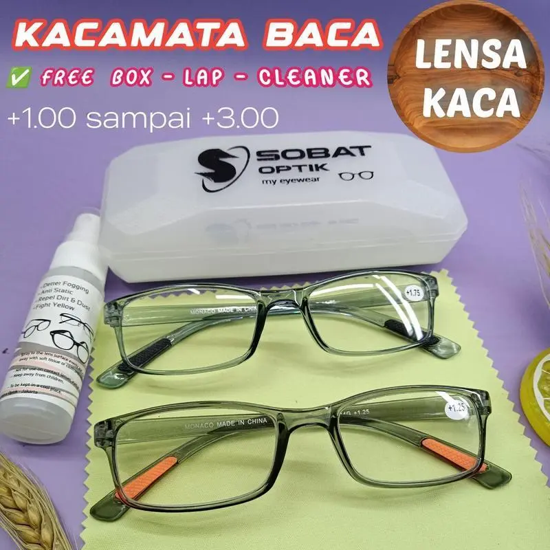 PROMO Kacamata Baca Plus Bahan Lentur Lensa Asli Kaca Kuat Anti Baret Gores Ukuran +1.00 Sampai +4.00 FLASH SALE