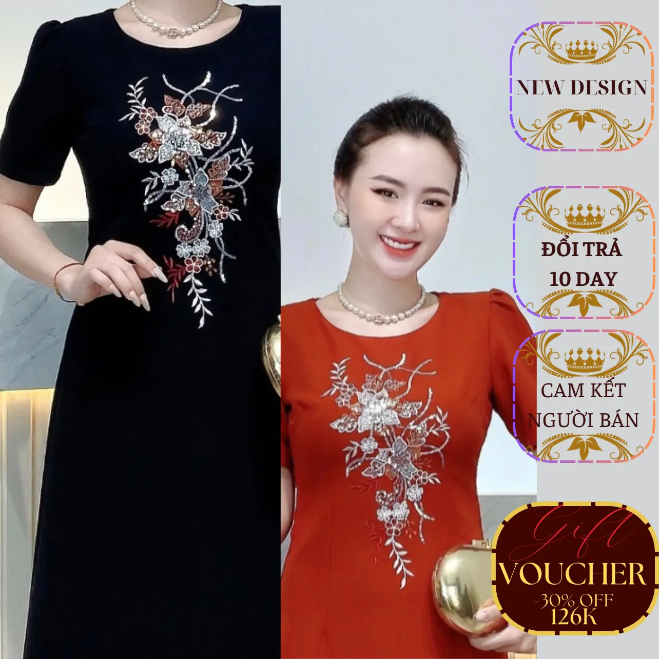 PHÚC AN ĐẦM THÊU HOA PHỐI PHALE KIM SA LẤP LÁNH A291