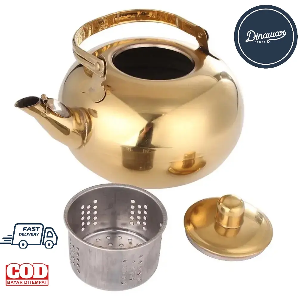 Teko Air GSF 1 Liter Teko Air Zam-zam Ceret Mini gold kado Souvenir Stainless