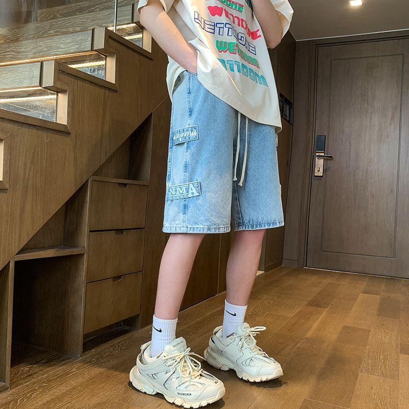 2025 [1044 People Collected] Men's Summer Thin American Style Cargo Five-Point Denim Shorts Men's Pants Ins Trend Versatile Loose Straight-Leg 2