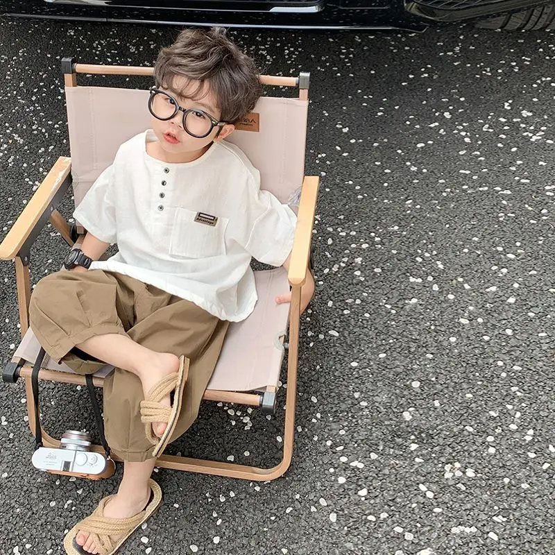 Boys' Outfit Children's Summer Wear 2025 New Summer Style Cool Kids' Fashion Short Sleeve Stylish Baby Outfit