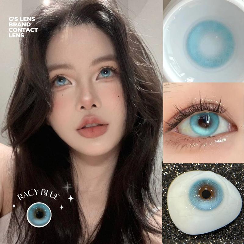 Kính áp tròng Gtrendy RACY BLUE màu xanhngọc Douyin lens cận 6 tháng G.DIA 14.2mm có độ 0-8 NỘI ĐỊA TRUNG