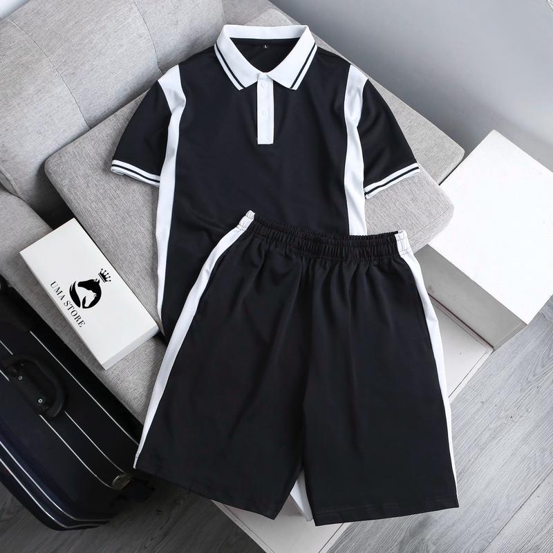 Bộ thể thao nam phối sọc UMA hot new 2024 Polo Tay Ngắn, Bộ Quần Áo Nam Mùa Hè Thể Thao Chất Liệu Thấm Hút Mồ Hôi Thun Sport Chạy Bộ Tập Thể Dục Top Cộc Tay có thể giặt máy đầu gấu nâu xxl đồng hồ màu đen bodonam