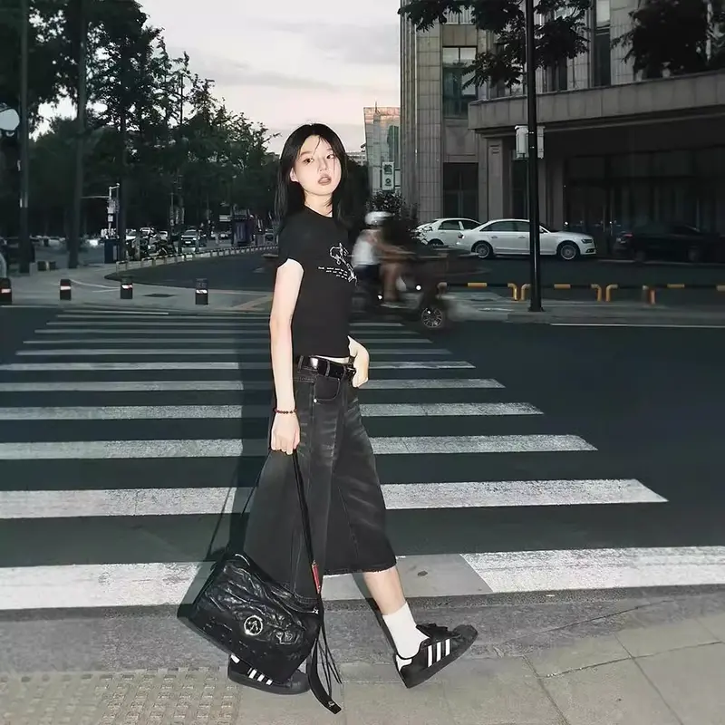 Quần Short Denim Cropped Xén, Phong Cách Cổ Điển Mỹ Dành Cho Nữ, Hàng Mới Về Mùa Thu, Thiết Kế Đẹp, Dáng Rộng Vừa Vặn, Ống Rộng, Cắt Thẳng Mỏng Vừa Vặn, Quần Short Cướp Biển Women Pants Jean 3