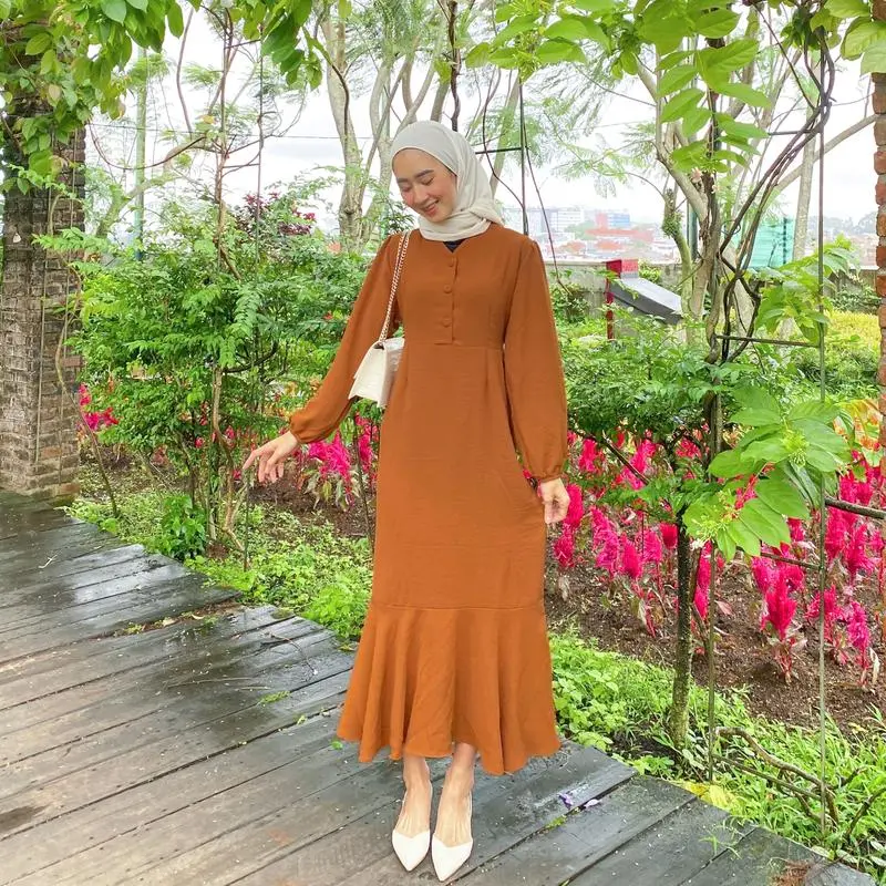 [7.7 BigSale] FLOWEAR Ayesha Dress Korean Style | Gamis Remaja Crinkle