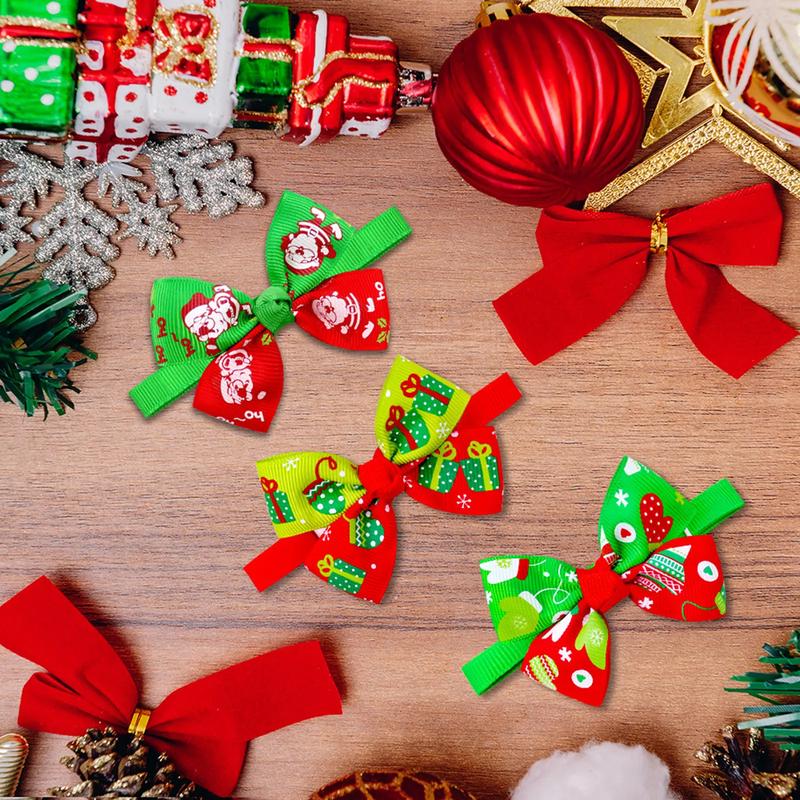 Product Introduction of Pet Bow Tie Christmas Series Pattern Decorative Adjustable Pet Dogs Cats Bowknot Collar for Festival Practical Cats Collar 10