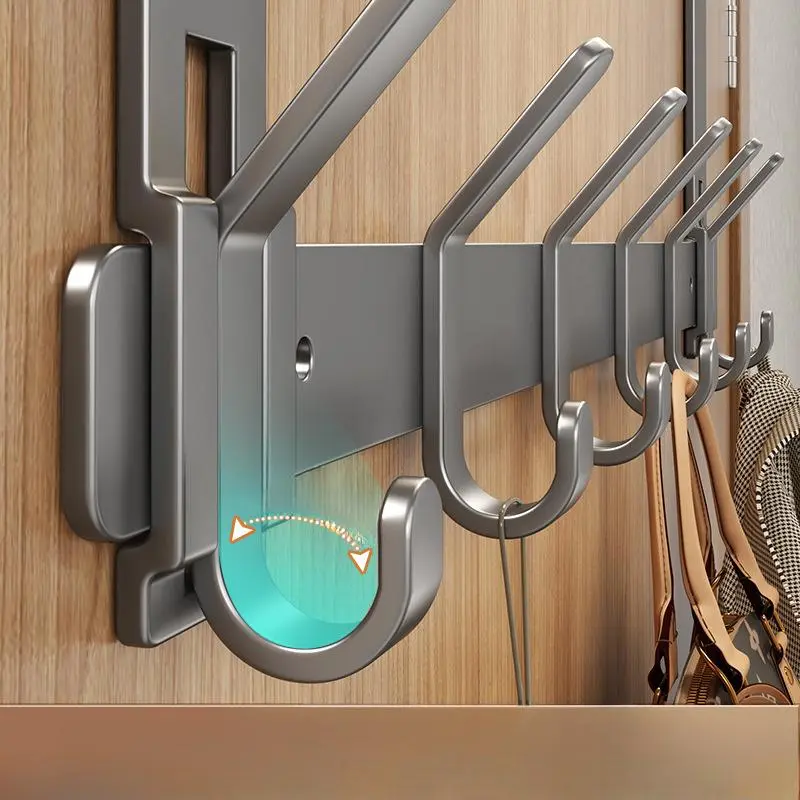 Wall Mounted Door Back Hanger, 1 Count Multifunctional Carbon Steel Door Hanger with 6/7 Hooks, Bathroom Storage Rack, Home Organizer 0