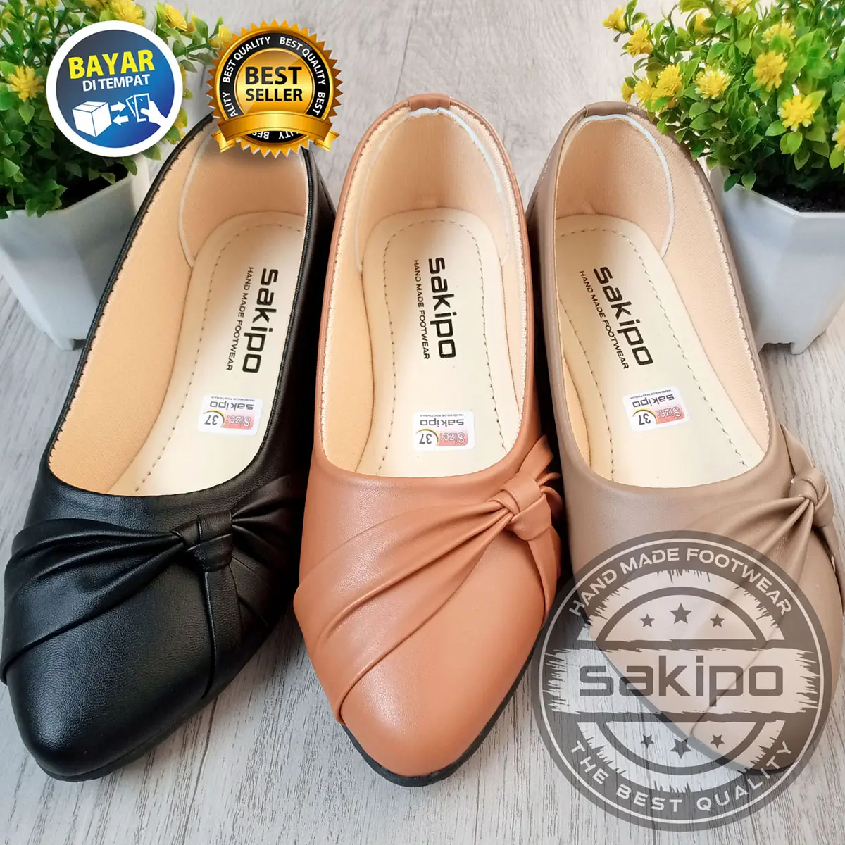Sepatu Balet Wanita Remaja Dewasa / Flat Shoes Pita Samping / Flat Shoes Murah Keren Trendi Terbaru Tampil Cantik Menawan / Sepatu Sekolah Kuliah Kerja Hitam / Sakipo