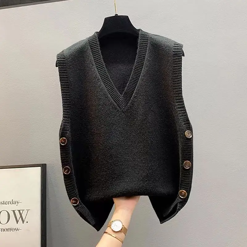 Áo Vest Dệt Kim Cổ Chữ V Cổ Điển Dành Cho Nữ, Phong Cách Thu Đông, Phong Cách Phương Tây, Màu Trơn Trang Phục Thường Ngày Áo Len Nữ, Áo Ghi Lê, Hàng Mới Về 2024, Có Thể Mặc Ngoài Trời Women Top 6