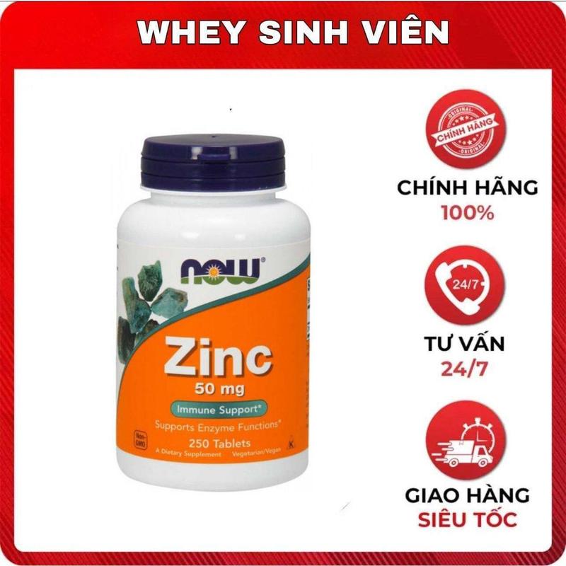 Thực Phẩm Bổ Sung Kẽm NOW Zinc 250 Viên  - 100 Viên Viên uống tốt cho sức đề kháng tại wheysinhvien