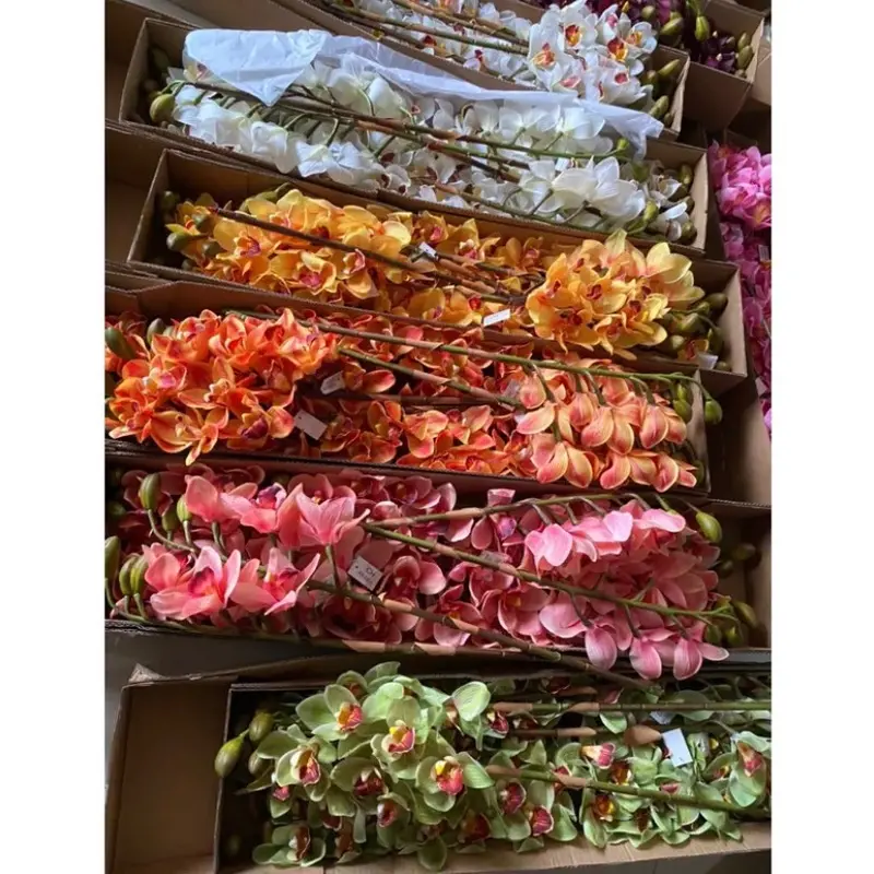 Anggrek cymbidium artificial latek/Cimbidium Latek premium/1pcs Dekorasi Dekorasi 4