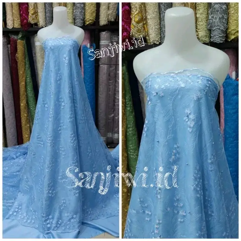 Kain Tile Akar Mutiara Glitter/ Bahan Brokat Meteran