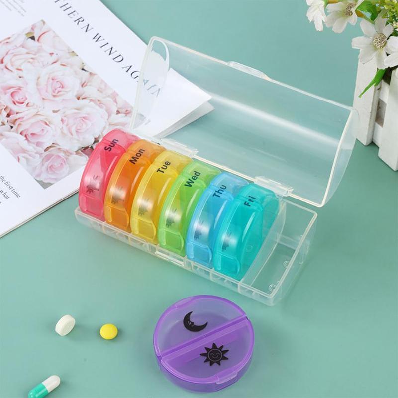 Weekly Pill Organizer, 7-day Large Capacity Pill & Vitamin Storage Box, Summer Essentials Portable Pill Box for Travel & Home Use, Organizer Storage 8