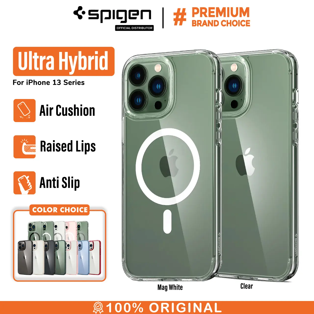 Case for iPhone 13 Pro Max 13 Mini Spigen Ultra Hybrid Anti Crack Magsafe Bumper Casing
