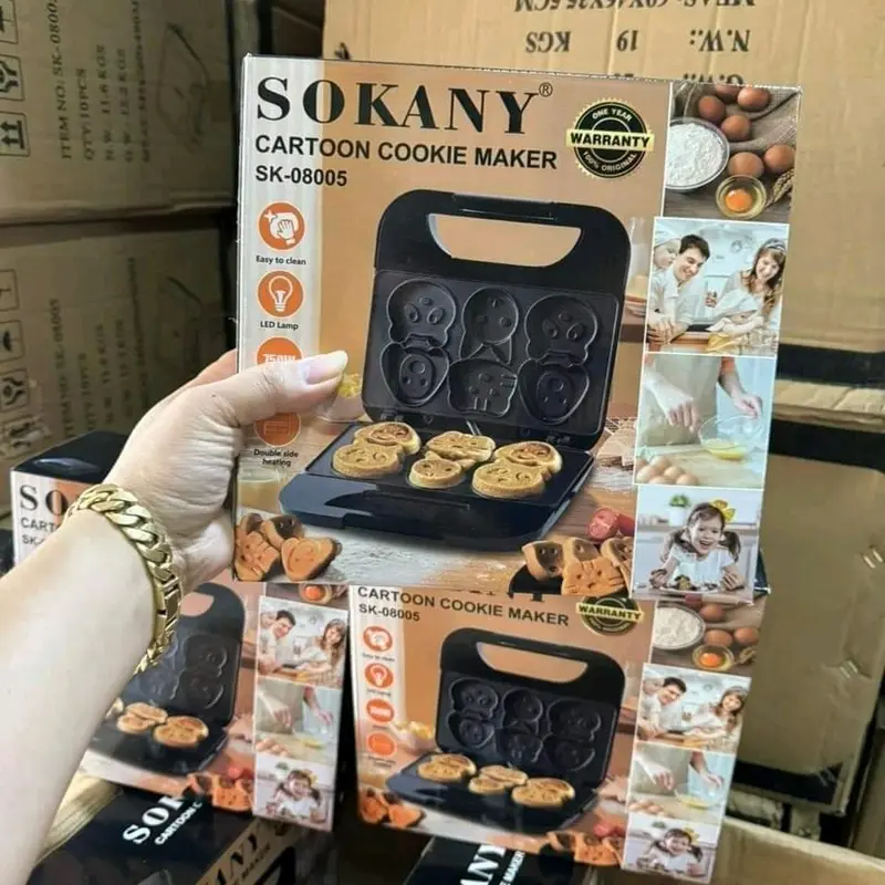 Máy Làm Bánh 08005 - Hình Thú Siêu Dễ Thương - Công Suất 750W - Chiên Nướng Rán - ABS và Hợp Kim Nhôm Máy Làm Sữa 3