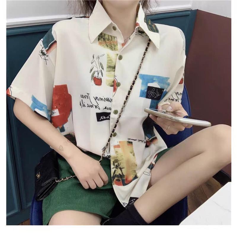 Product Introduction of Áo Sơ Mi Thiết Kế Cổ Điển Độc Đáo Áo Sơ Mi Ngắn Tay, Dành Cho Phụ Nữ, Mùa Hè 2024 Phong Cách Hàn Quốc Mới, Thời Trang, Dáng Rộng Vừa Vặn, Áo Sơ Mi 32