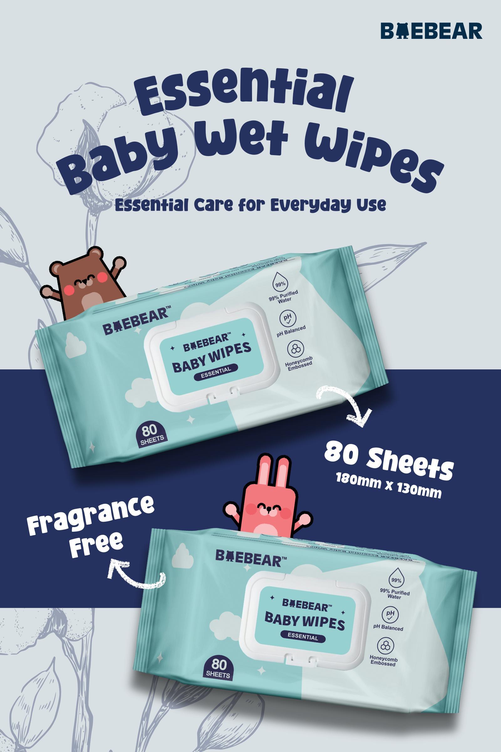 Baebear Essential Baby Wet Wipes 80 Sheets x 20 Packets Bundle Deal 1600 Sheets Carton Pack Baebear sg Baebear Essential Baby Wet Wipes 80 Sheets x 20 Packets Bundle Deal 1600 Sheets Carton Pack Baebear sg