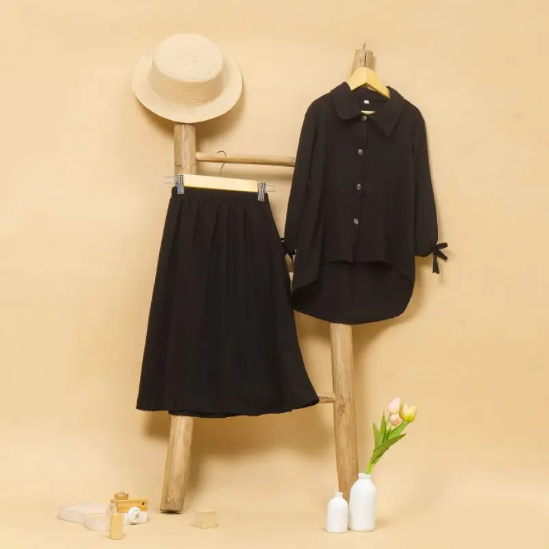 ONE SET SAVANA 1 - 10 TAHUN KEMEJA OVERSIZE MIX ROK / SETELAN ROK ANAK PEREMPUAN CRINCLE PREMIUM 6