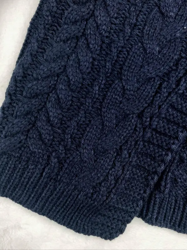 Women's Plain Tie Front Cable Knit Cardigan, Casual Long Sleeve Knitting Outerwear for Fall & Winter, Women's Knitwear for Daily Wear 5