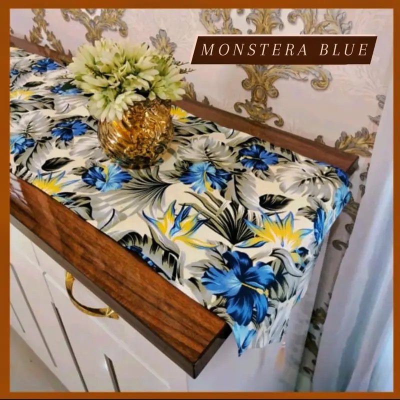 Taplak meja modern panjang 150cm untuk dekorasi ruang tamu bahan kain kanvas aneka motif Rumbai 2