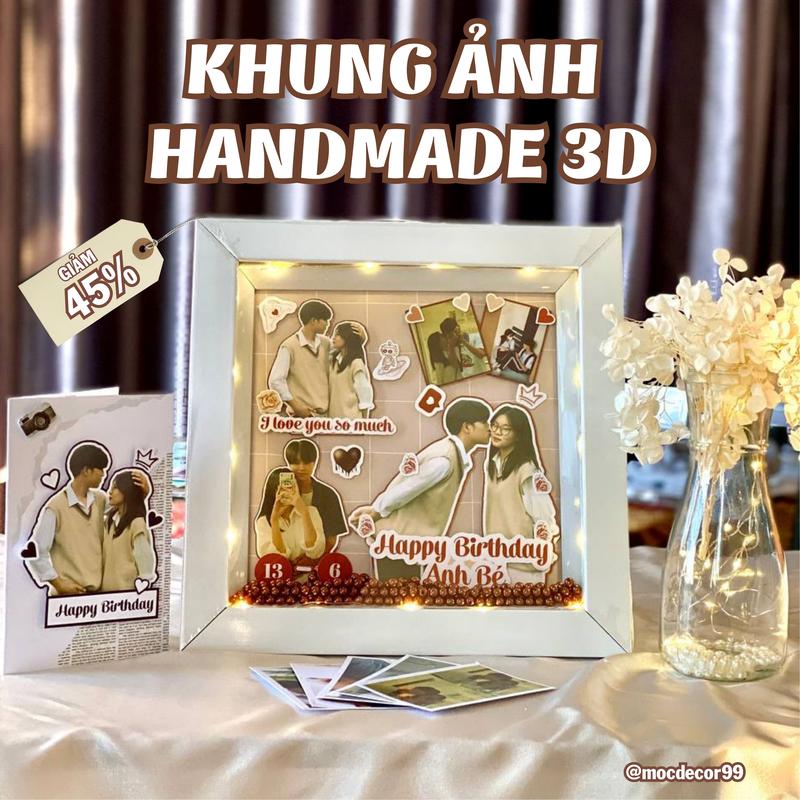 [MỘC DECOR] Khung Handmade 3D, Set Nguyên Liệu/ Trang Trí Sẵn Size 22x22, 22x27, 27x27, 27x37 Quà tặng sinh nhật, kỉ niệm Decor Khung Tranh Decor Phòng Decor, Quà tặngbạn gái, Quà tặng bạn trai Trang Trí Nhà