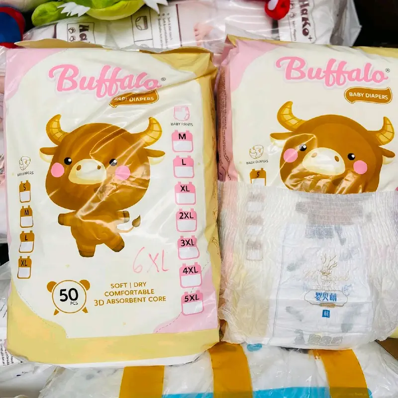 ( Tặng quà) Bỉm TRÂU VÀNG BUFFALO  6xl 7xl 8xl cho bé 20-30-40kg bỉm quần phom to 100 miêng Cho Bé Voi đùi ếch 5