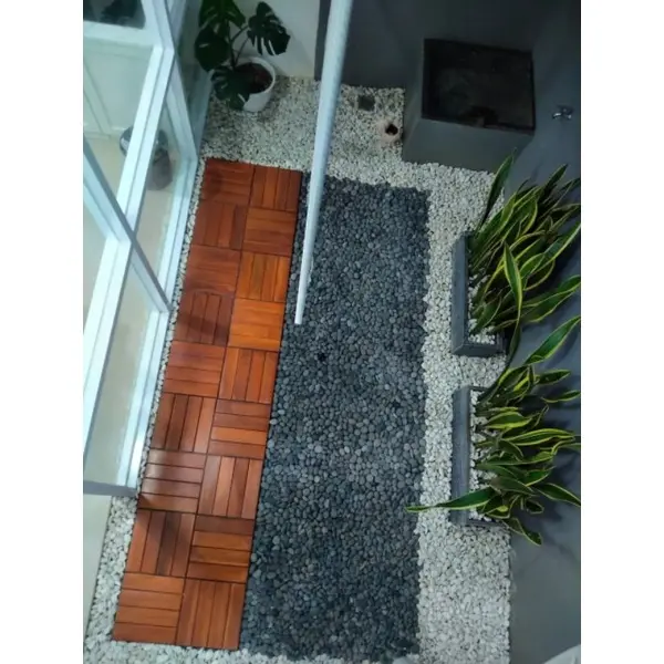 Lantai kayu jati Bongkar pasang Motif Salur Besar - Decking Tile Portable 4ply uk 30x30cm 7