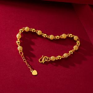 Gelang Tangan Manik Buddha, Untuk Wanita, Bahan Tembaga Tulen, Bersalut Emas, Warna Pepejal, Gelang Manik Pasir Cahaya, Rantai Manik Cahaya Bangles Bracelets Jewelry ximen  lichen