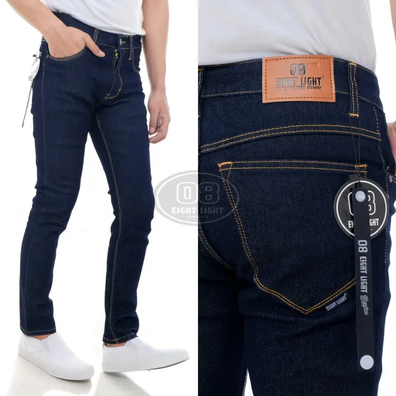 Celana Jeans Panjang Pria Slim Fit Streetch Ori EIGHT LIGHT DENIM 08 Premium Navy Garment 0