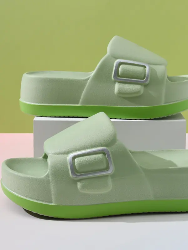 Women's Minimalist Plain Color Slides, Casual Comfortable Breathable Thick Sole Slippers, Non-slip Slippers for Indoor & Outdoor Wear, Walking Shoes 0
