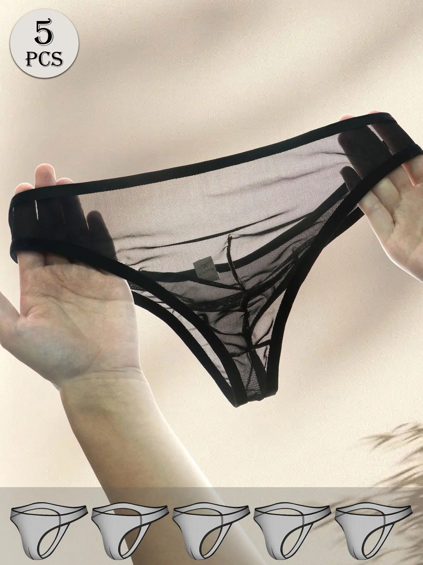 Men's Solid Color Mesh Underwear, Breathable Comfortable Underwear  for Daily Wear, Casual Men's Underwear for All Seasons