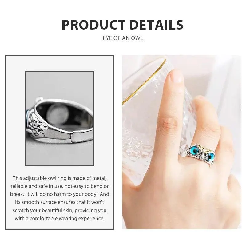 NAUSA Cincin Keren Pria Wanita Cincin Mata Burung Hantu Rings Owl Adjustable Bisa COD 7