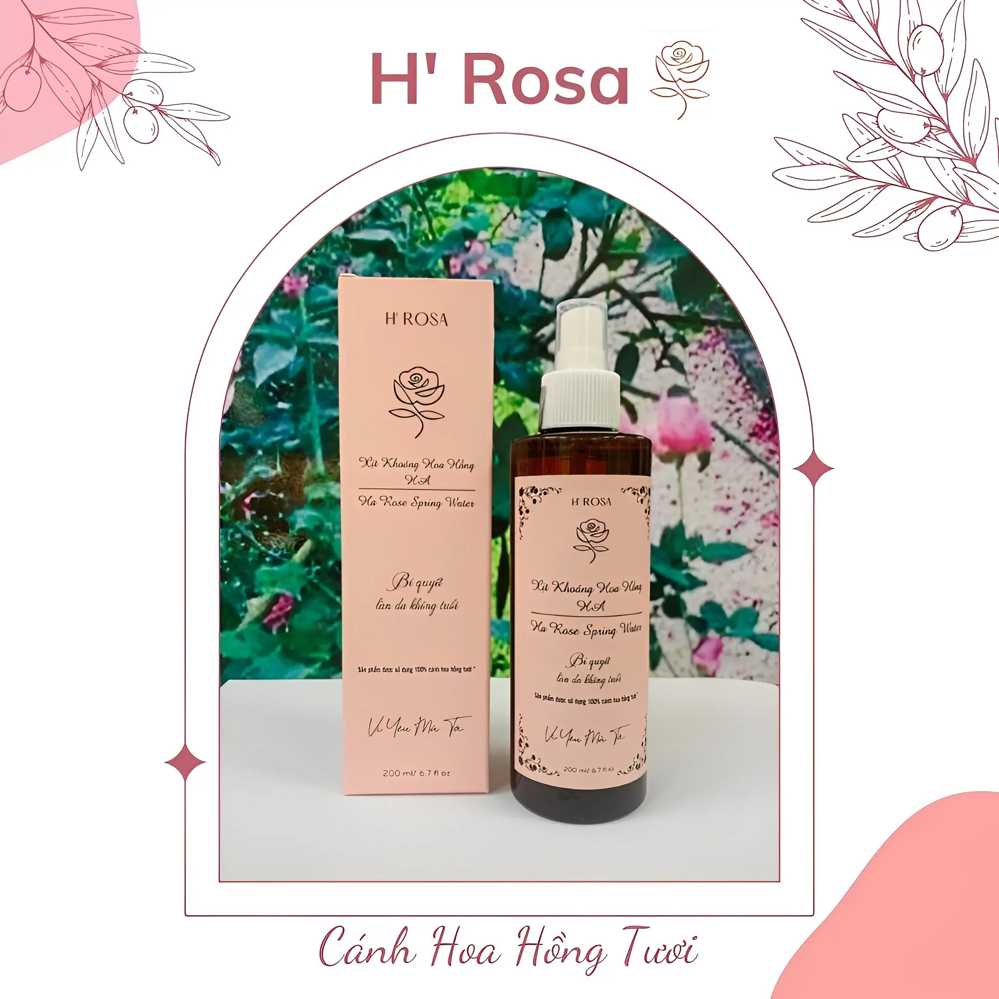 Xịt Khoáng Hoa Hồng H’ROSA 200ml Làm Đẹp Da Dưỡng Ẩm Da Chăm Sóc Da