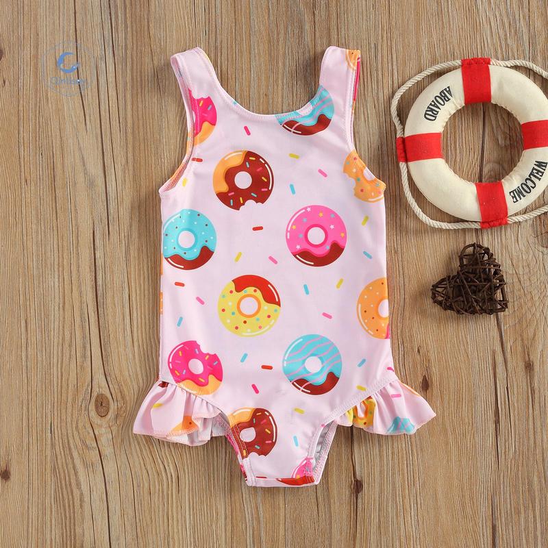 Product Introduction of Qinlisey Breathable Little Girls One-piece Swimsuit, Summer Children Cute Crab/Donut Printing Sleeveless Swimwear for Vacation 26
