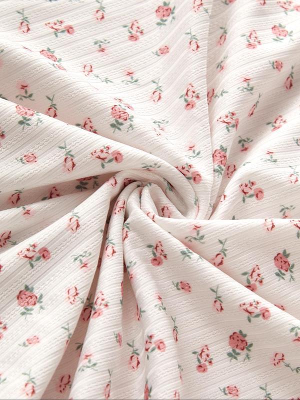 Plus Size Ditsy Floral Print Cami Top & Elastic Waist Shorts Pyjama Two-Piece Set, Elegant Comfy Loungewear Set for Women, Women's Sleepwear for All Seasons 5
