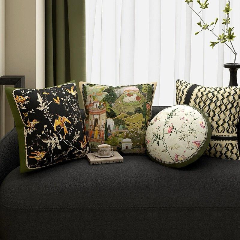 Product Introduction of American French retro living room square sofa bedroom light luxury premium green pillow cushion tide 5
