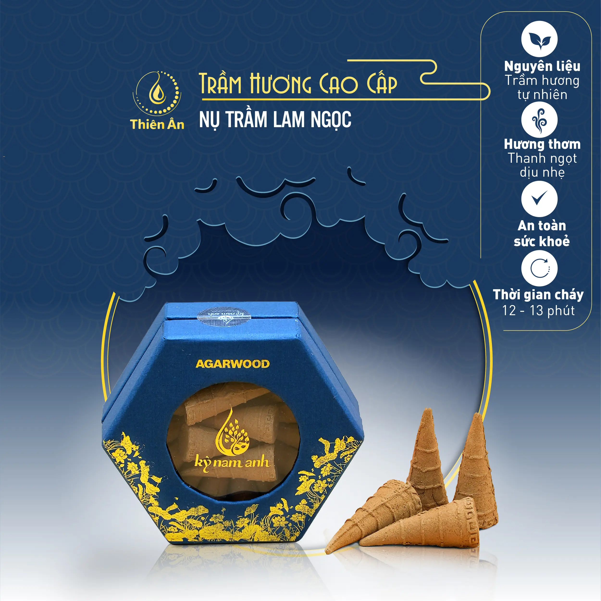 Lam Ngọc Trầm Hương Kỳ Nam Anh - Hộp nụ trầm 34 viên - Loại trung cấp  Dầu Thơm Phòng Dầu Thơm Nước Hoa