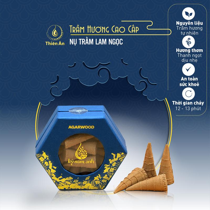 Lam Ngọc Trầm Hương Kỳ Nam Anh - Hộp nụ trầm 34 viên - Loại trung cấp Dầu Thơm Phòng Dầu Thơm Nước Hoa