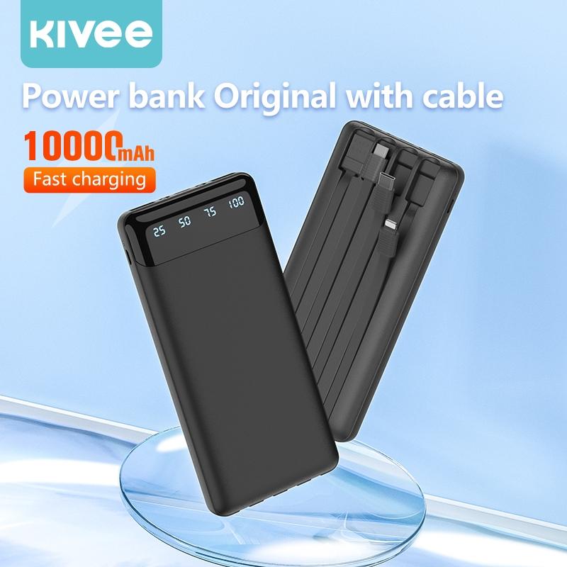 KIVEE Powerbank Fast Charging 20000 mAH 10000 mAh dengan Kabel Data Tipe C /Micro USB/Lightning USB Tampilan Daya Digital Flashlight Ganda Tiga masukan & lima keluaran Pengisian Daya Cepat 2