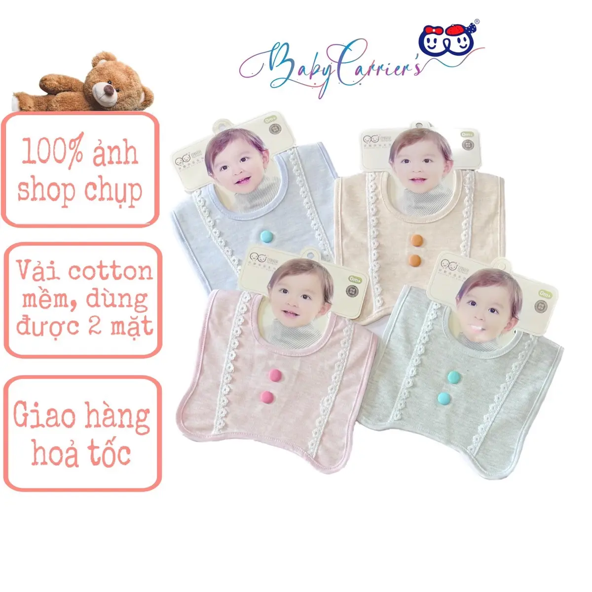 Yếm chữ U cho bé trai bé gái hoạ tiết giống như cổ áo, chất vải cotton mềm mại, có lót chống thấm, chống vấy bẩn quần áo cho bé sơ sinh đến 3 tuổi . Voi Ren yemandam chobe nhân vật hoạt hình thấm nước yếm dãi & khăn ợ hơi