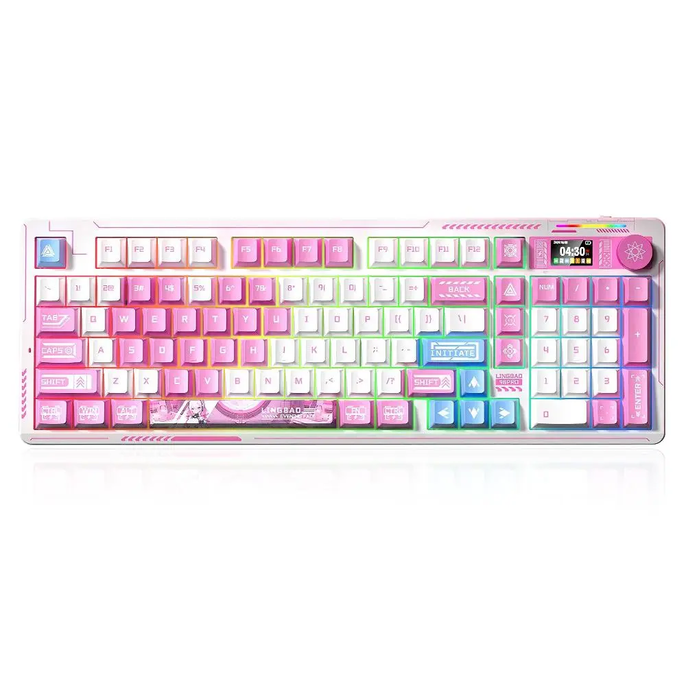 Wireless Keyboard, 1 Count Rechargeable Mechanical Keyboard with Smart Display, Multifunctional Knob, RGB Backlight Keyboard for Gaming, Office